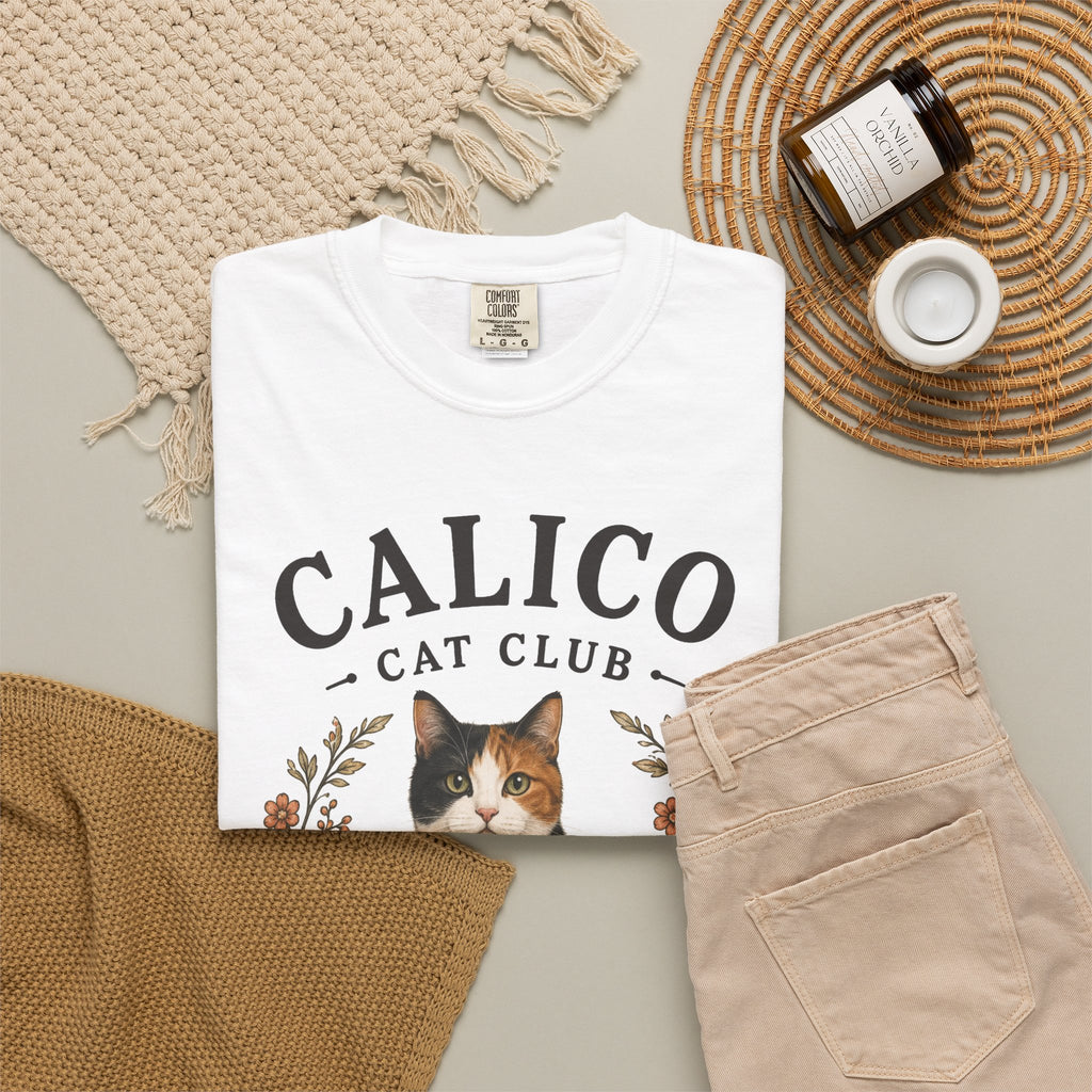 Calico Cat Club T-Shirt | Calico Cat Illustration Tee | Calico Cat lover gift