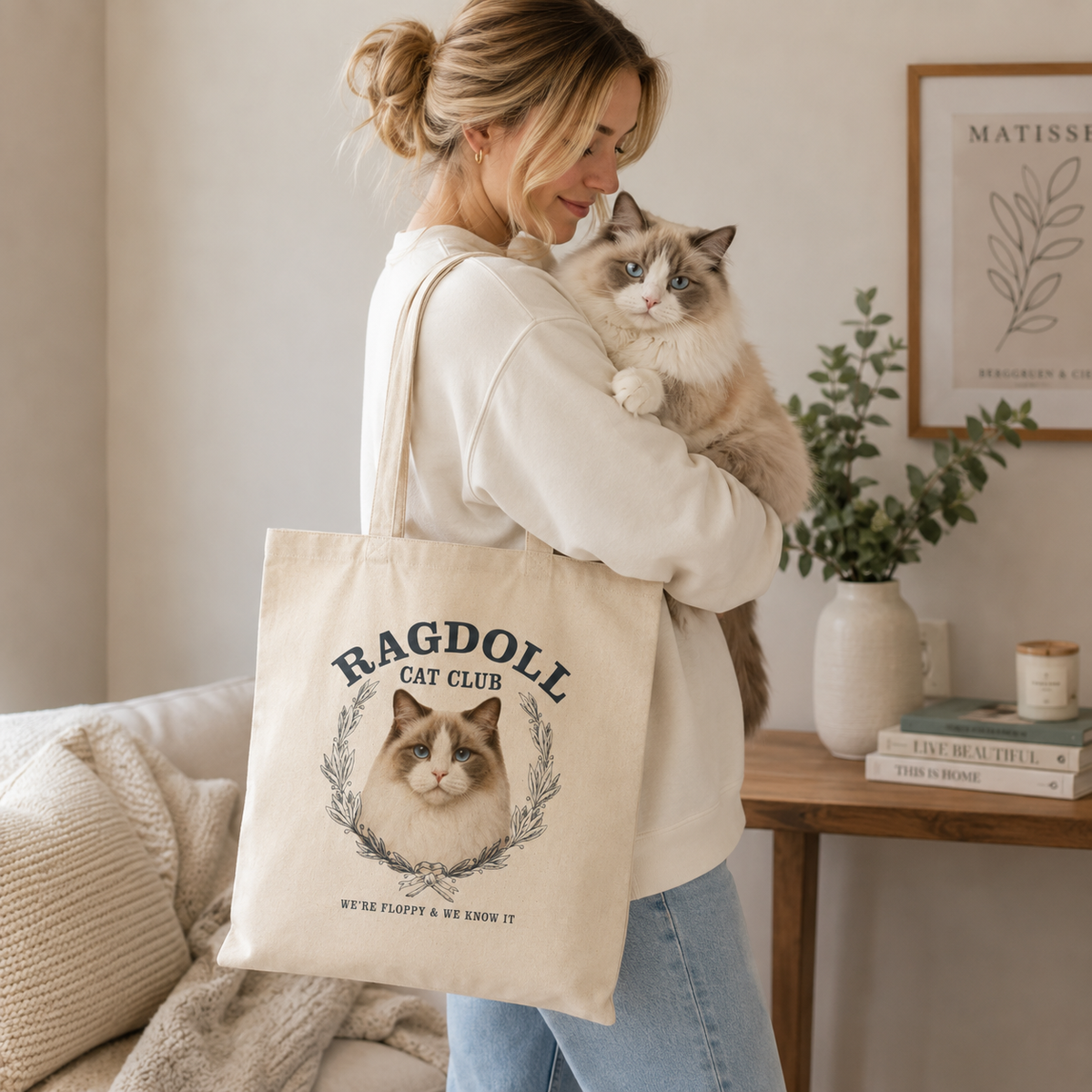 Ragdoll Cat Tote Bag, Gift for Ragdoll Breed Owner, Ragdoll cat breed