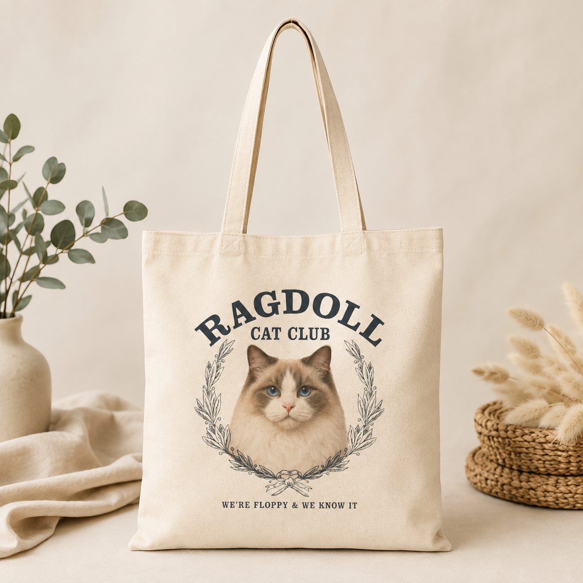 Ragdoll Cat Tote Bag, Gift for Ragdoll Breed Owner, Ragdoll cat breed