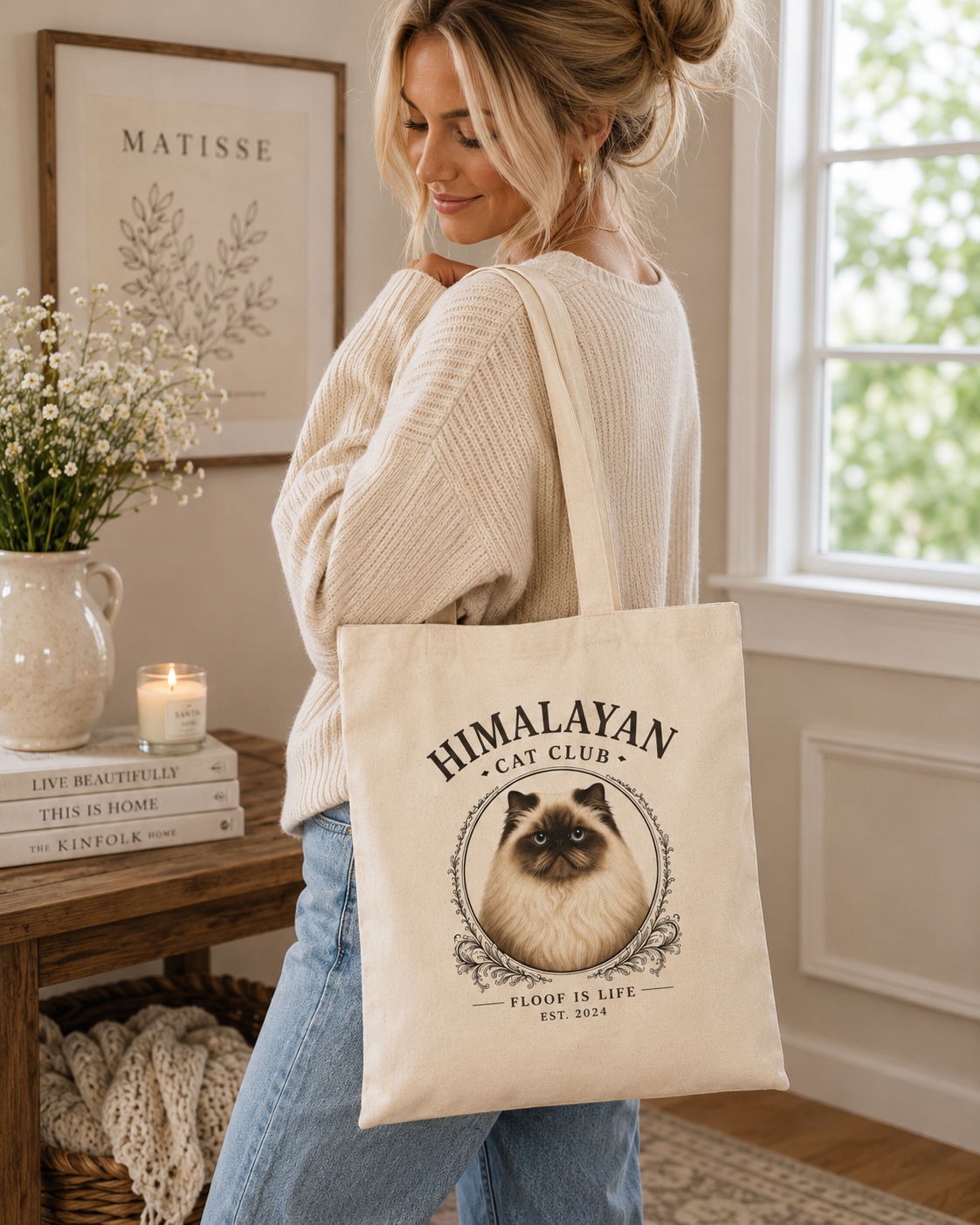 himalayan cat tote, gift for himalayan cat owner, cat breed gifts, himalayan cat