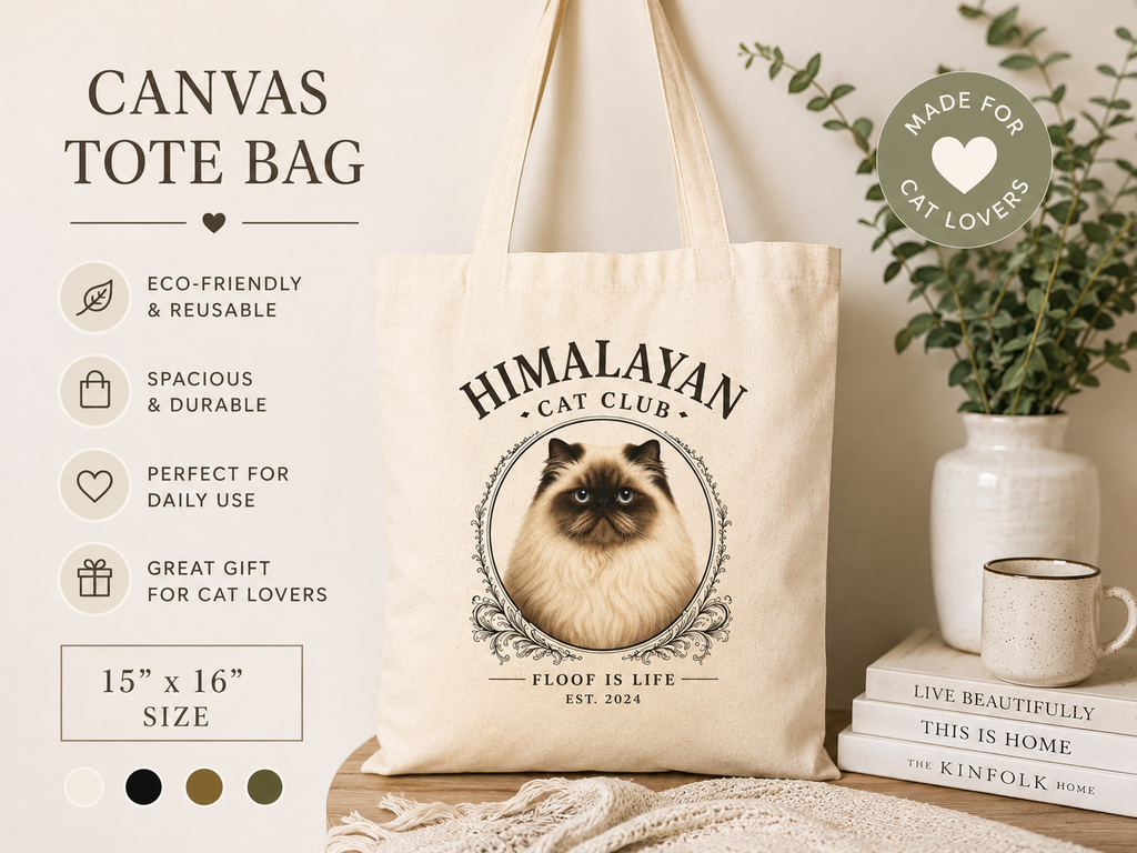 himalayan cat tote, gift for himalayan cat owner, cat breed gifts, himalayan cat