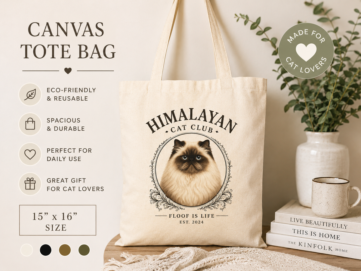 himalayan cat tote, gift for himalayan cat owner, cat breed gifts, himalayan cat