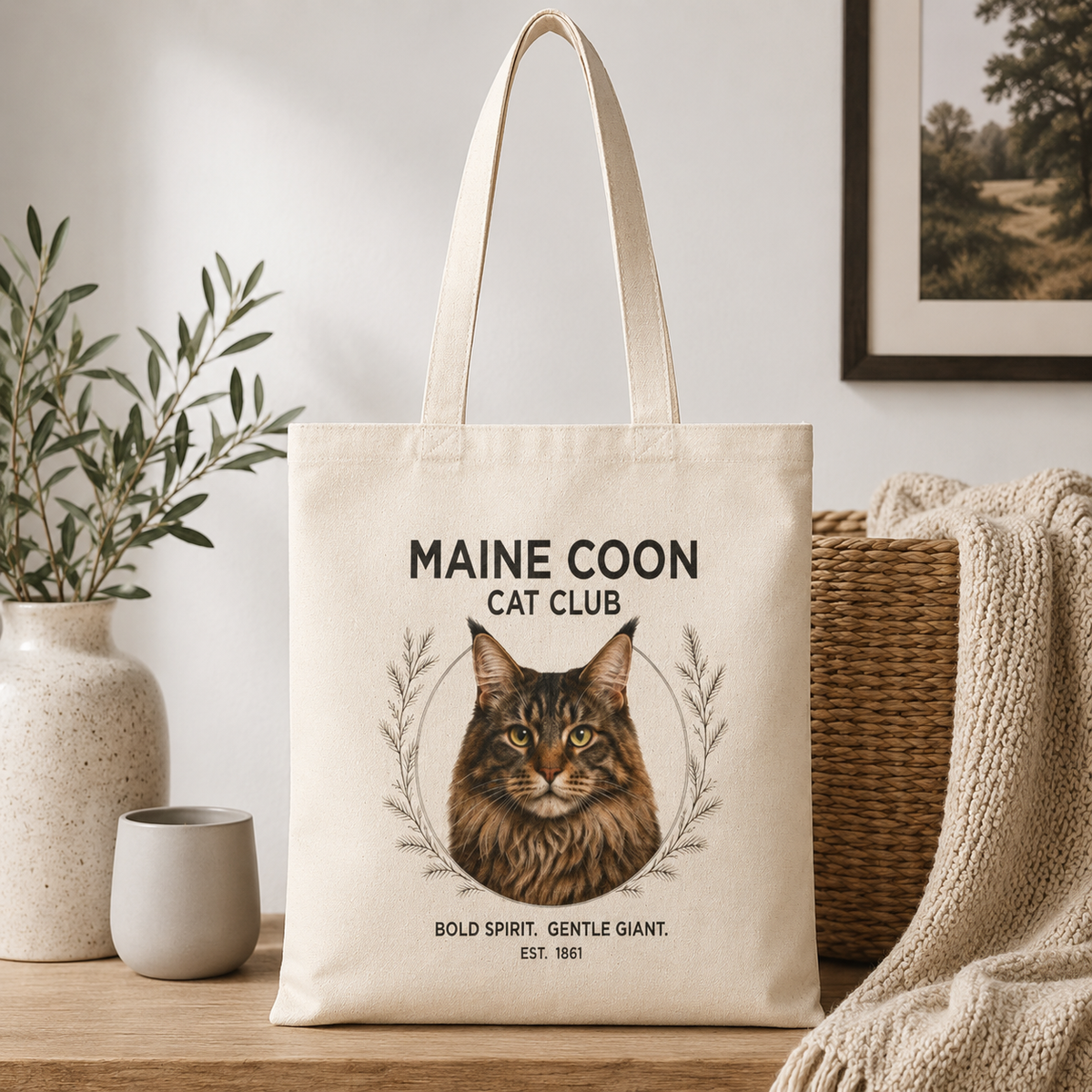 Maine Coon Cat Club Tote Bag, Gift for Maine Coon Cat Lover