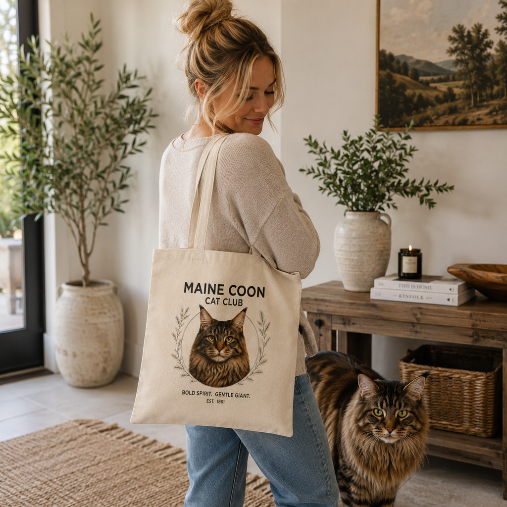 Maine Coon Cat Club Tote Bag, Gift for Maine Coon Cat Lover