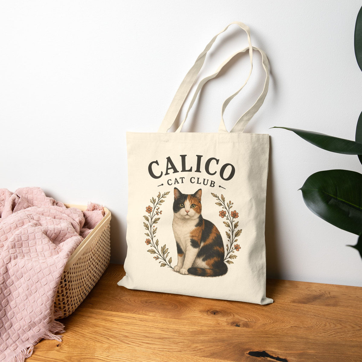 Calico Cat Tote Bag, Gift for Calico Cat lover, Tote bag with Calico Cat Club