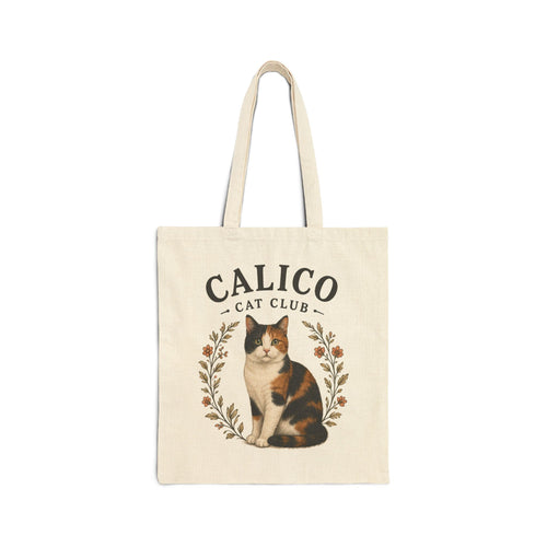 Calico Cat Tote Bag, Gift for Calico Cat lover, Tote bag with Calico Cat Club