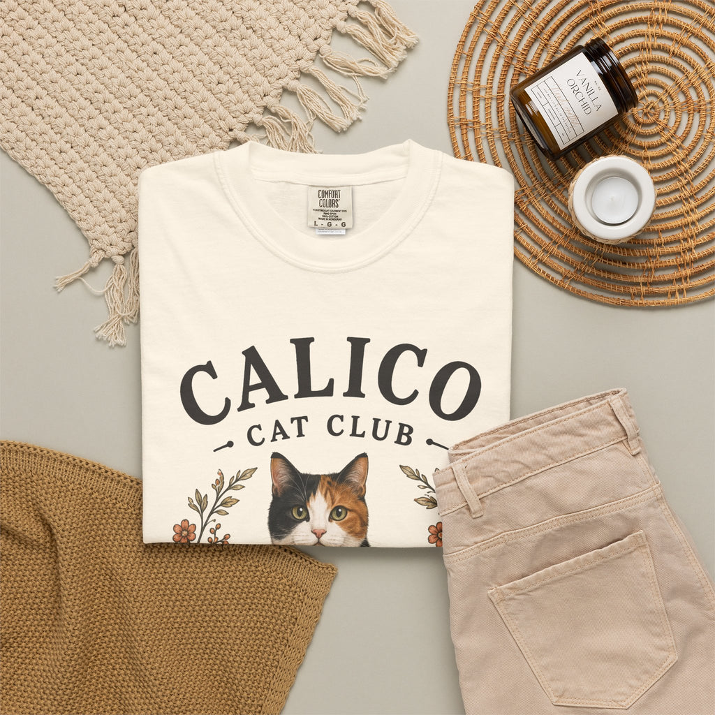 Calico Cat Club T-Shirt | Calico Cat Illustration Tee | Calico Cat lover gift